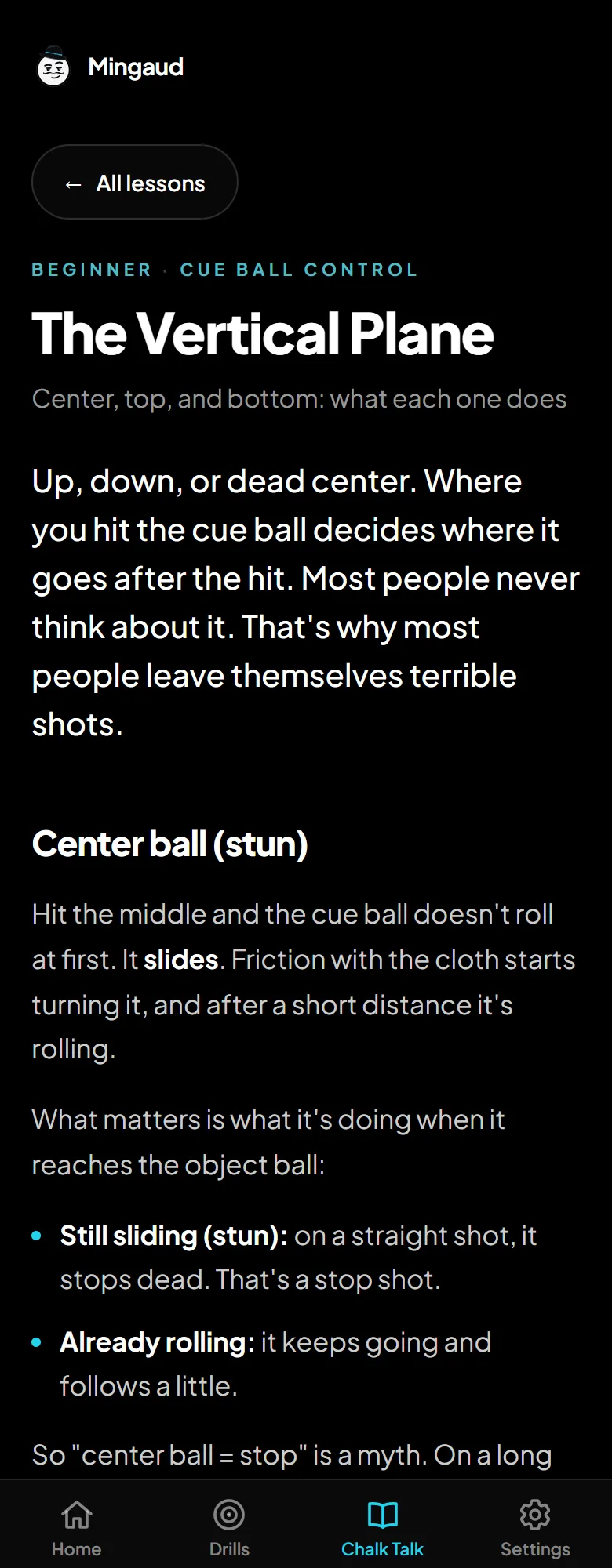 A Chalk Talk lesson explaining the theory behind a drill.